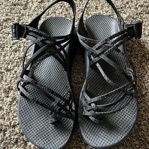 Chaco Strappy Sandal! Black with white dots